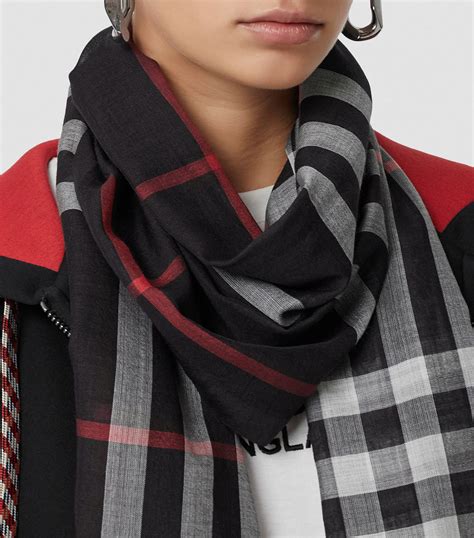 burberry amu wool blend check scarf|Burberry Check wool scarf.